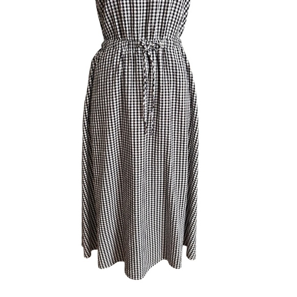 LOFT Black & White Gingham Crossover Back MIDI Dress Pockets Sleeveless Summer S - Picture 5 of 16